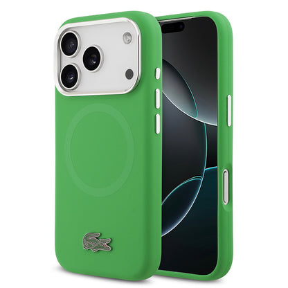 iPhone 17 Pro Kılıf Lacoste Orjinal Lisanslı M-safe Şarj Özellikli İkonik Logolu Metal Kamera Çerçeveli Silikon Kapak
