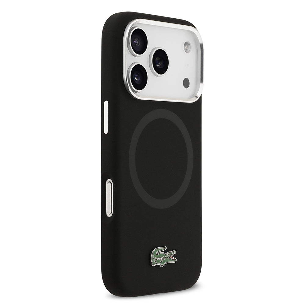 iPhone 17 Pro Kılıf Lacoste Orjinal Lisanslı M-safe Şarj Özellikli İkonik Logolu Metal Kamera Çerçeveli Silikon Kapak