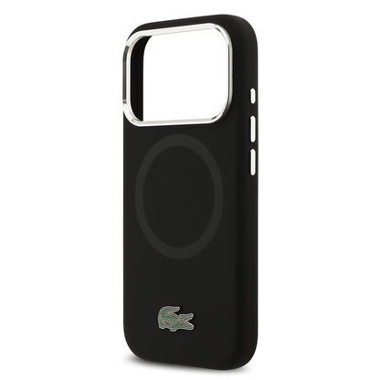 iPhone 17 Pro Kılıf Lacoste Orjinal Lisanslı M-safe Şarj Özellikli İkonik Logolu Metal Kamera Çerçeveli Silikon Kapak