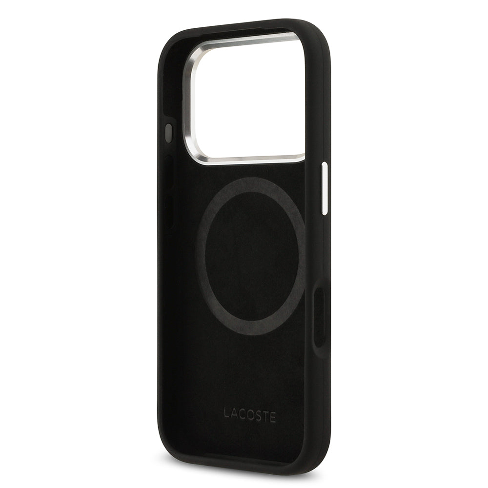 iPhone 17 Pro Kılıf Lacoste Orjinal Lisanslı M-safe Şarj Özellikli İkonik Logolu Metal Kamera Çerçeveli Silikon Kapak