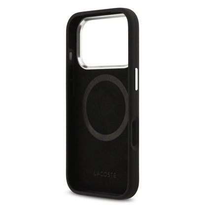 iPhone 17 Pro Kılıf Lacoste Orjinal Lisanslı M-safe Şarj Özellikli İkonik Logolu Metal Kamera Çerçeveli Silikon Kapak