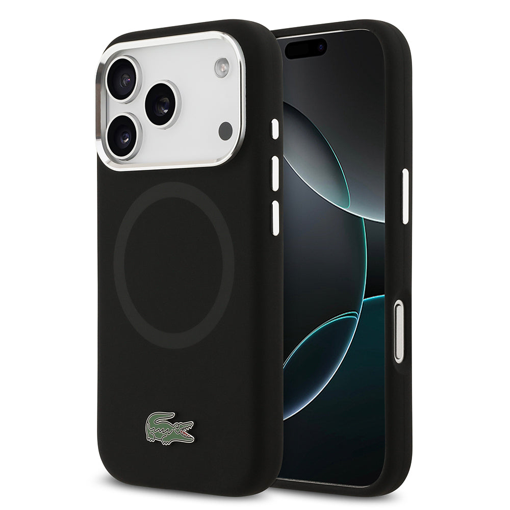 iPhone 17 Pro Kılıf Lacoste Orjinal Lisanslı M-safe Şarj Özellikli İkonik Logolu Metal Kamera Çerçeveli Silikon Kapak
