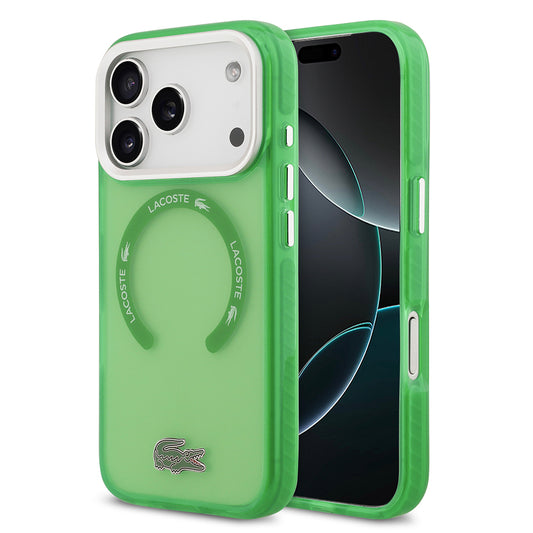 iPhone 17 Pro Kılıf Lacoste Orjinal Lisanslı M-safe Şarj Özellikli İkonik Timsah Logolu Buzlu Kapak