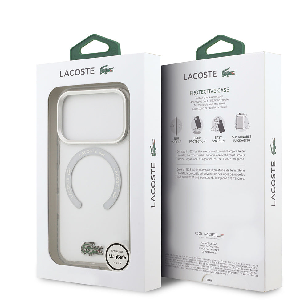iPhone 17 Pro Kılıf Lacoste Orjinal Lisanslı M-safe Şarj Özellikli İkonik Timsah Logolu Buzlu Kapak