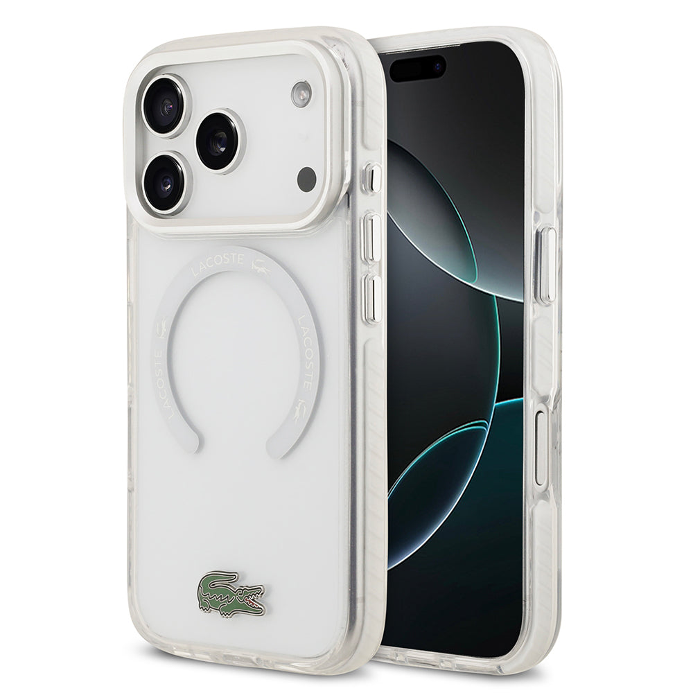 iPhone 17 Pro Kılıf Lacoste Orjinal Lisanslı M-safe Şarj Özellikli İkonik Timsah Logolu Buzlu Kapak
