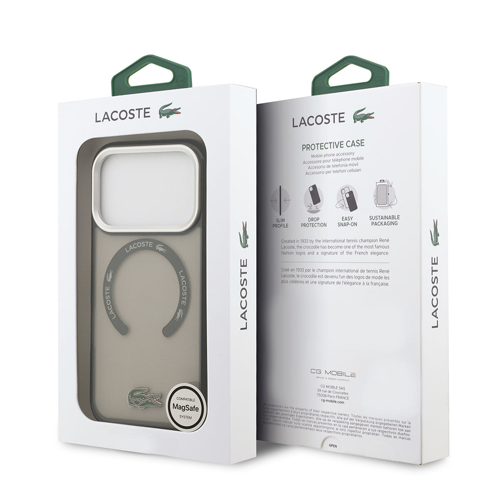 iPhone 17 Pro Kılıf Lacoste Orjinal Lisanslı M-safe Şarj Özellikli İkonik Timsah Logolu Buzlu Kapak