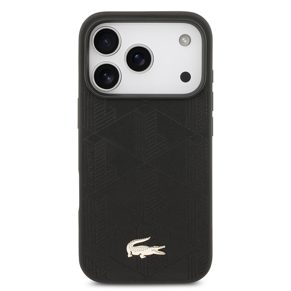 iPhone 17 Pro Kılıf Lacoste Orjinal Lisanslı M-safe Şarj Özellikli PU Deri Tasarımlı Karışık Monogram Desenli Kapak
