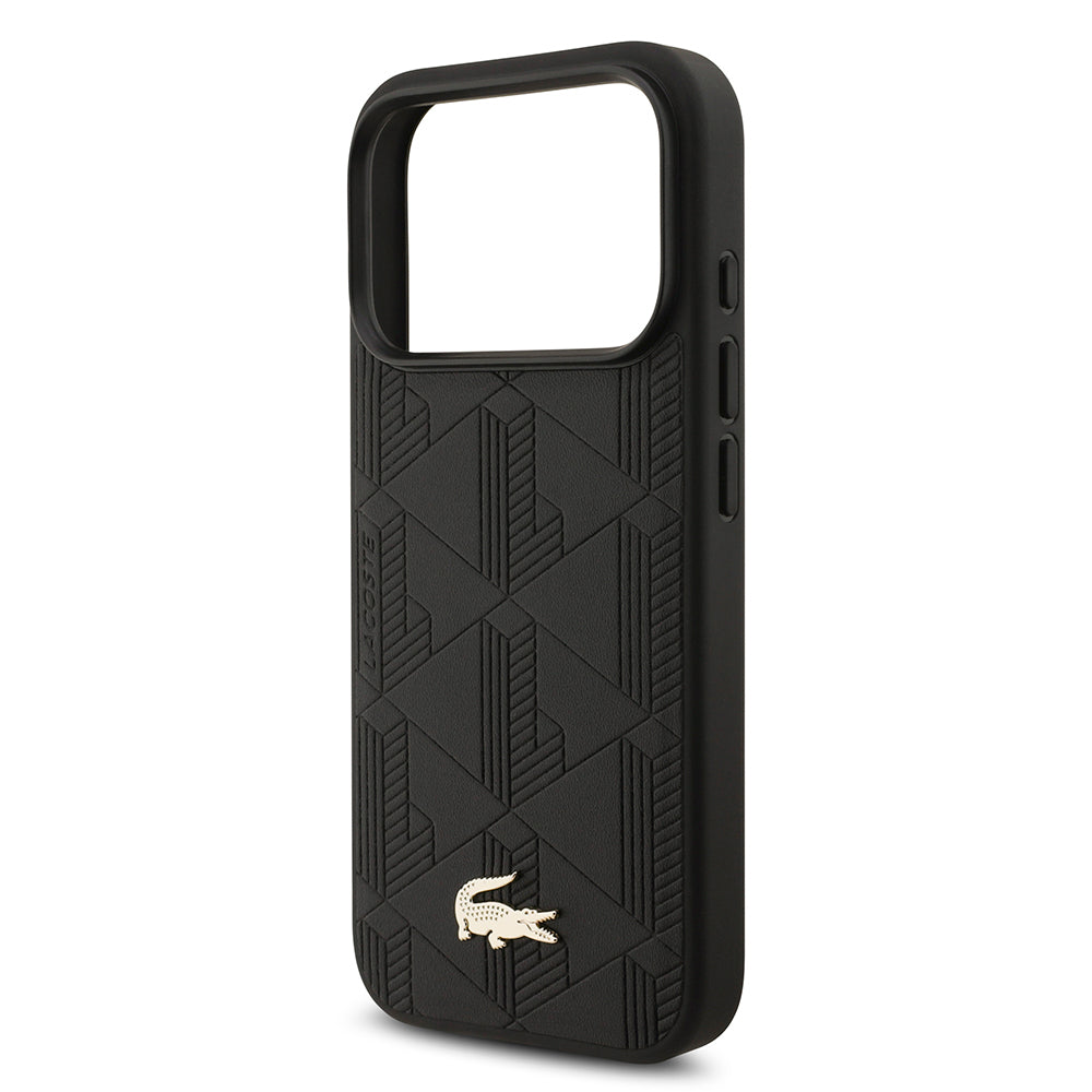 iPhone 17 Pro Kılıf Lacoste Orjinal Lisanslı M-safe Şarj Özellikli PU Deri Tasarımlı Karışık Monogram Desenli Kapak