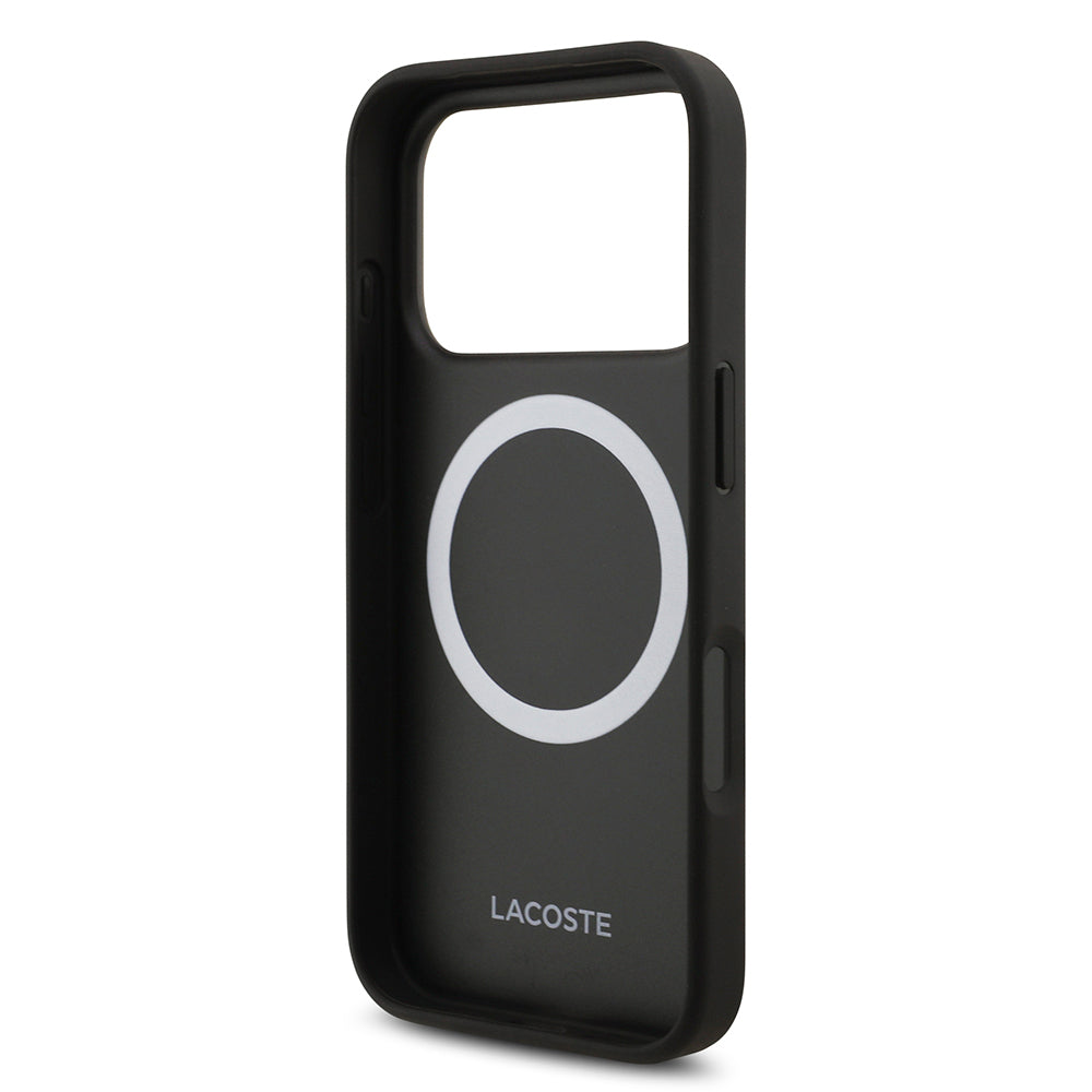iPhone 17 Pro Kılıf Lacoste Orjinal Lisanslı M-safe Şarj Özellikli PU Deri Tasarımlı Karışık Monogram Desenli Kapak