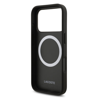 iPhone 17 Pro Kılıf Lacoste Orjinal Lisanslı M-safe Şarj Özellikli PU Deri Tasarımlı Karışık Monogram Desenli Kapak