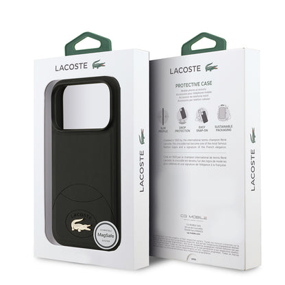 iPhone 17 Pro Kılıf Lacoste Orjinal Lisanslı M-safe Şarj Özellikli PU Deri Tasarımlı Metal Logolu Kapak