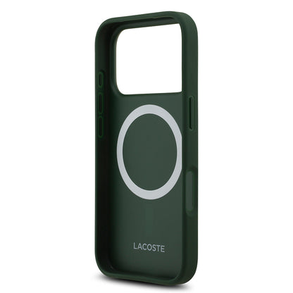 iPhone 17 Pro Kılıf Lacoste Orjinal Lisanslı M-safe Şarj Özellikli PU Deri Tasarımlı Metal Logolu Kapak