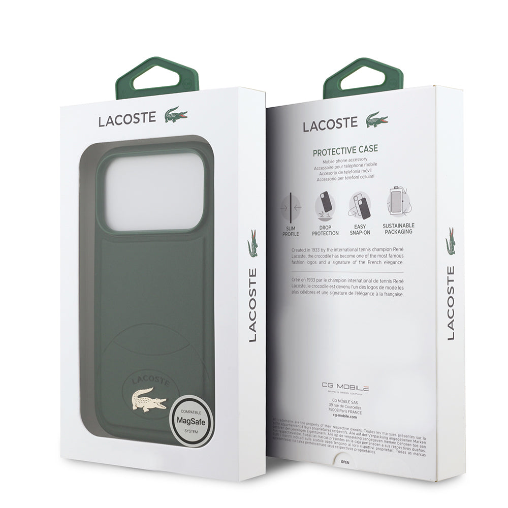 iPhone 17 Pro Kılıf Lacoste Orjinal Lisanslı M-safe Şarj Özellikli PU Deri Tasarımlı Metal Logolu Kapak