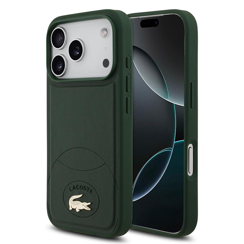 iPhone 17 Pro Kılıf Lacoste Orjinal Lisanslı M-safe Şarj Özellikli PU Deri Tasarımlı Metal Logolu Kapak