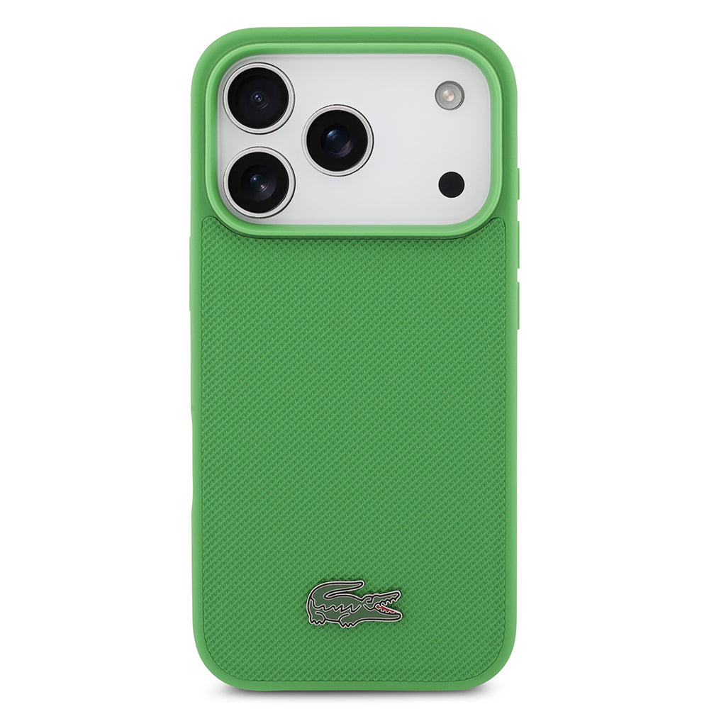 iPhone 17 Pro Kılıf Lacoste Orjinal Lisanslı M-safe Şarj Özellikli PU Pike Desenli Metal Logolu Kartlıklı Kapak