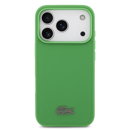 iPhone 17 Pro Kılıf Lacoste Orjinal Lisanslı M-safe Şarj Özellikli PU Pike Desenli Metal Logolu Kartlıklı Kapak