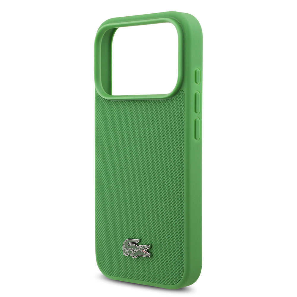 iPhone 17 Pro Kılıf Lacoste Orjinal Lisanslı M-safe Şarj Özellikli PU Pike Desenli Metal Logolu Kartlıklı Kapak
