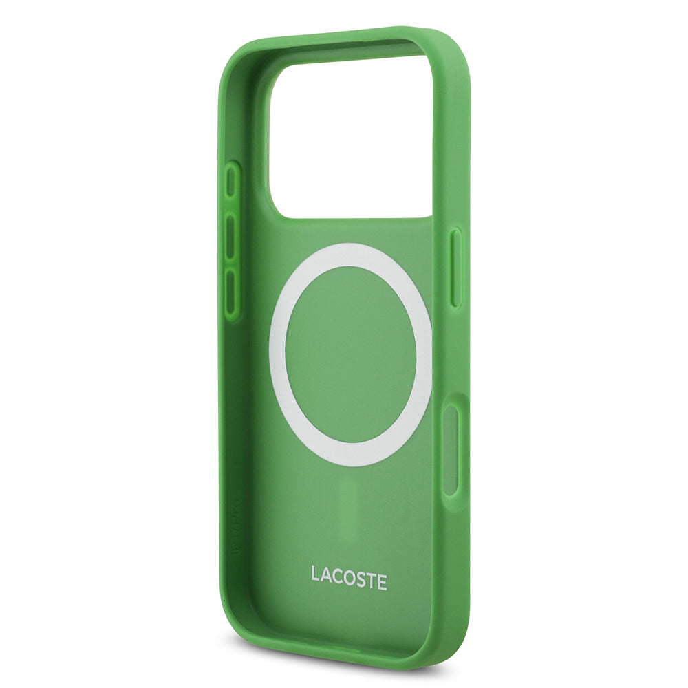 iPhone 17 Pro Kılıf Lacoste Orjinal Lisanslı M-safe Şarj Özellikli PU Pike Desenli Metal Logolu Kartlıklı Kapak