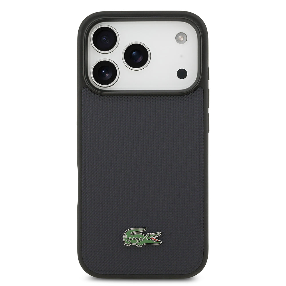iPhone 17 Pro Kılıf Lacoste Orjinal Lisanslı M-safe Şarj Özellikli PU Pike Desenli Metal Logolu Kartlıklı Kapak