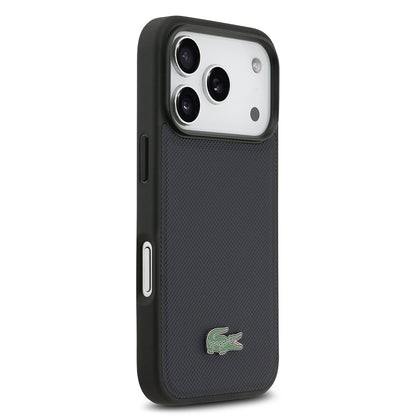 iPhone 17 Pro Kılıf Lacoste Orjinal Lisanslı M-safe Şarj Özellikli PU Pike Desenli Metal Logolu Kartlıklı Kapak