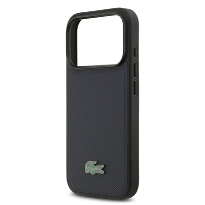 iPhone 17 Pro Kılıf Lacoste Orjinal Lisanslı M-safe Şarj Özellikli PU Pike Desenli Metal Logolu Kartlıklı Kapak