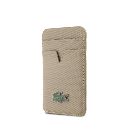iPhone 17 Pro Kılıf Lacoste Orjinal Lisanslı M-safe Şarj Özellikli PU Pike Desenli Metal Logolu Kartlıklı Kapak