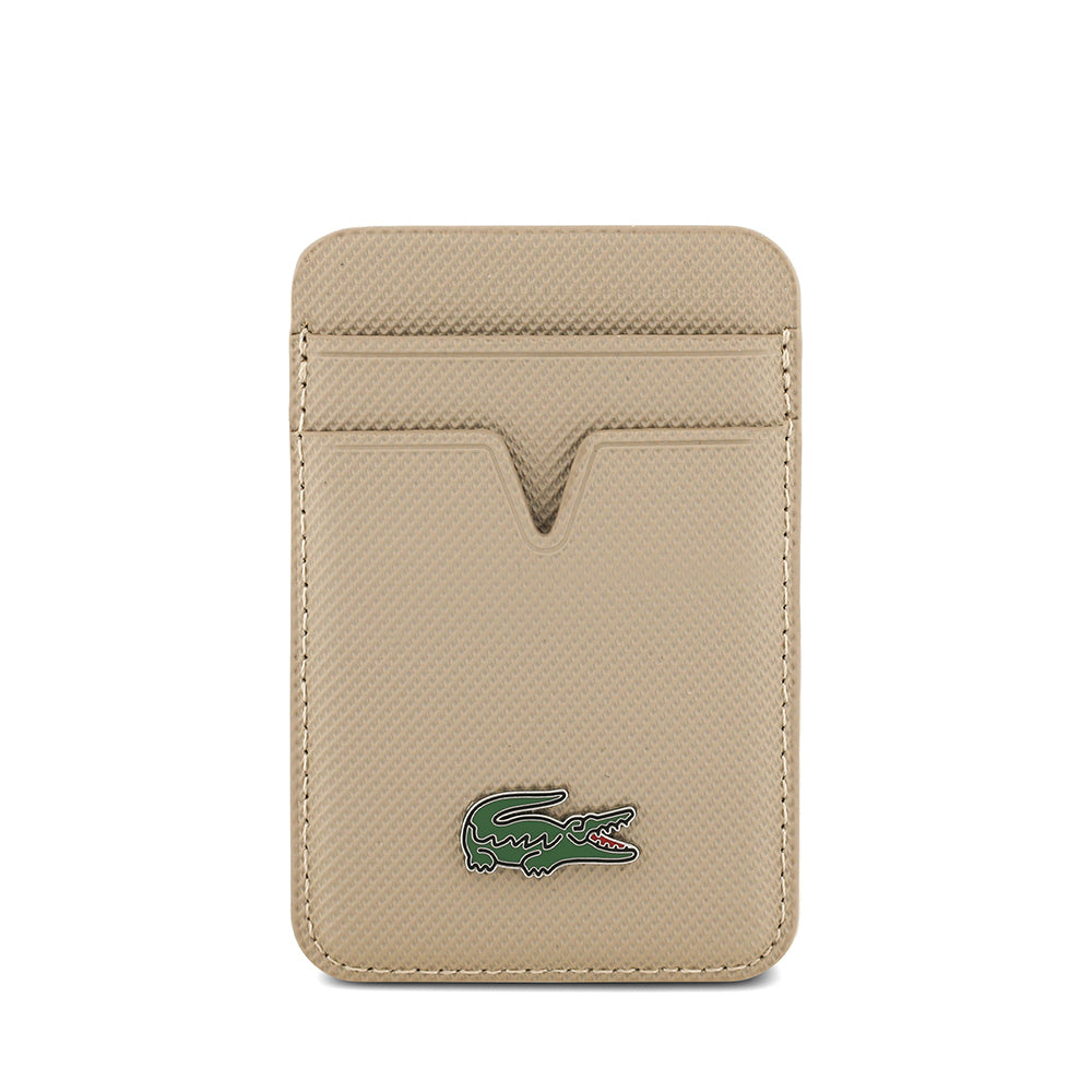 iPhone 17 Pro Kılıf Lacoste Orjinal Lisanslı M-safe Şarj Özellikli PU Pike Desenli Metal Logolu Kartlıklı Kapak