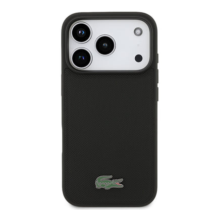 iPhone 17 Pro Kılıf Lacoste Orjinal Lisanslı M-safe Şarj Özellikli PU Pike Desenli Metal Logolu Kartlıklı Kapak