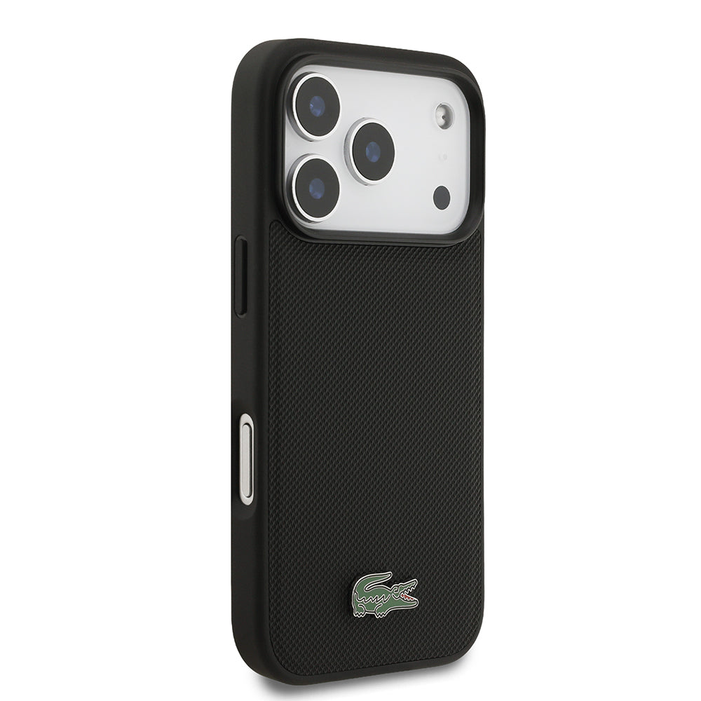 iPhone 17 Pro Kılıf Lacoste Orjinal Lisanslı M-safe Şarj Özellikli PU Pike Desenli Metal Logolu Kartlıklı Kapak