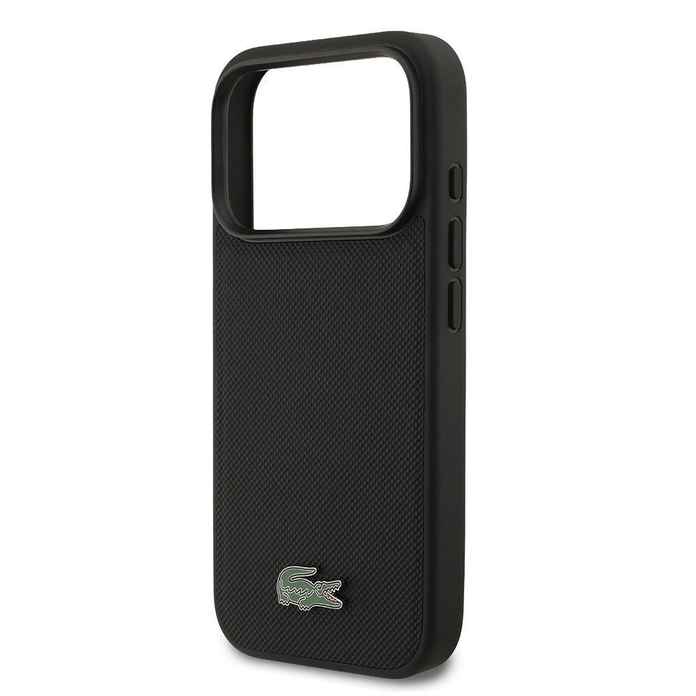 iPhone 17 Pro Kılıf Lacoste Orjinal Lisanslı M-safe Şarj Özellikli PU Pike Desenli Metal Logolu Kartlıklı Kapak