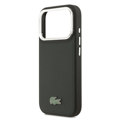 iPhone 17 Pro Kılıf Lacoste Orjinal Lisanslı M-safe Şarj Özellikli PU Pike Desenli Standlı Metal Logolu Kapak