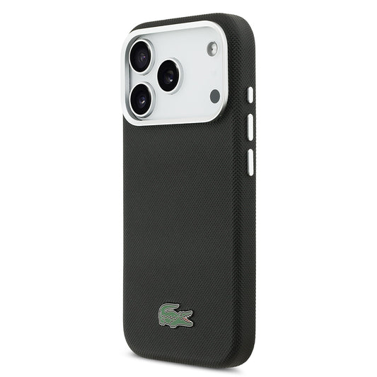Apple iPhone 17 Pro Kılıf Lacoste Orjinal Lisanslı M-Safe Şarj Özellikli PVC Pike Desenli Arka Yüzey İkonik Timsah Dokuma Logolu Kapak