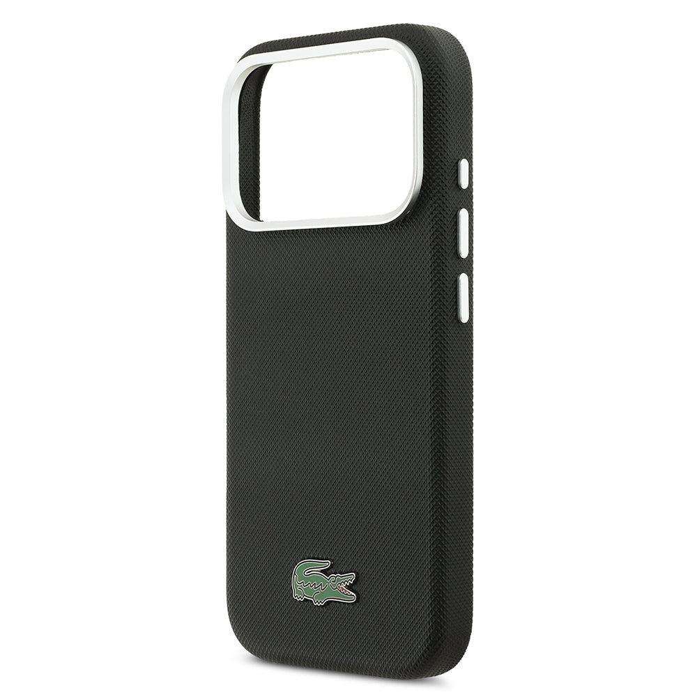 Apple iPhone 17 Pro Kılıf Lacoste Orjinal Lisanslı M-Safe Şarj Özellikli PVC Pike Desenli Arka Yüzey İkonik Timsah Dokuma Logolu Kapak