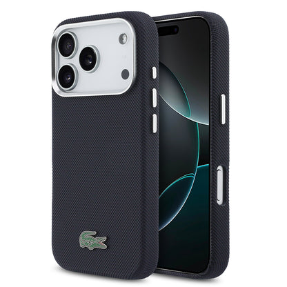 Apple iPhone 17 Pro Kılıf Lacoste Orjinal Lisanslı M-Safe Şarj Özellikli PVC Pike Desenli Arka Yüzey İkonik Timsah Dokuma Logolu Kapak