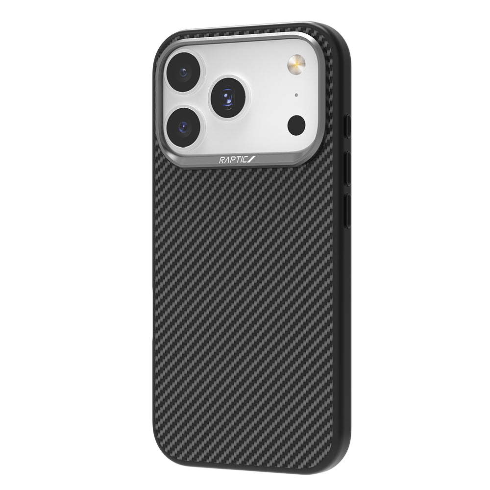 iPhone 17 Pro Kılıf M-safe Şarj Özellikli 600D Metal Kamera Çerçeveli Raptic Aramid Fiber Serisi Kapak