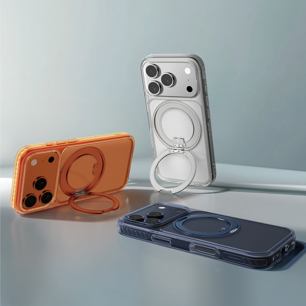 iPhone 17 Pro Kılıf M-Safe Şarj Özellikli Airbag Tasarımlı Standlı AmazingThing Titan Pro MagSpin Kapak