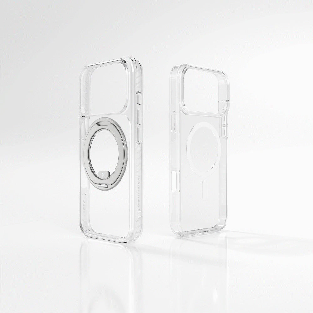 iPhone 17 Pro Kılıf M-Safe Şarj Özellikli Airbag Tasarımlı Standlı AmazingThing Titan Pro MagSpin Kapak