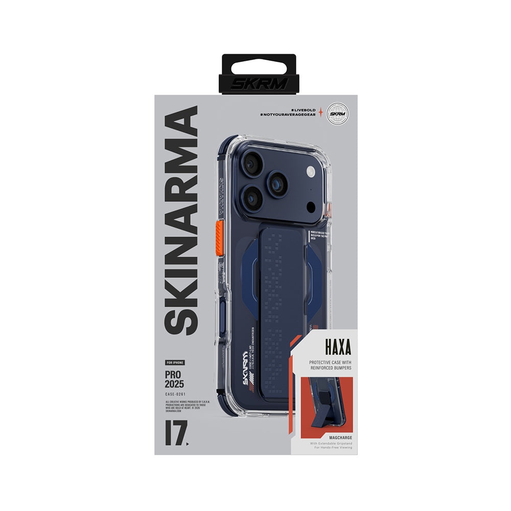 iPhone 17 Pro Kılıf M-Safe Şarj Özellikli Airbag Tasarımlı Standlı Skinarma Haxa Kapak