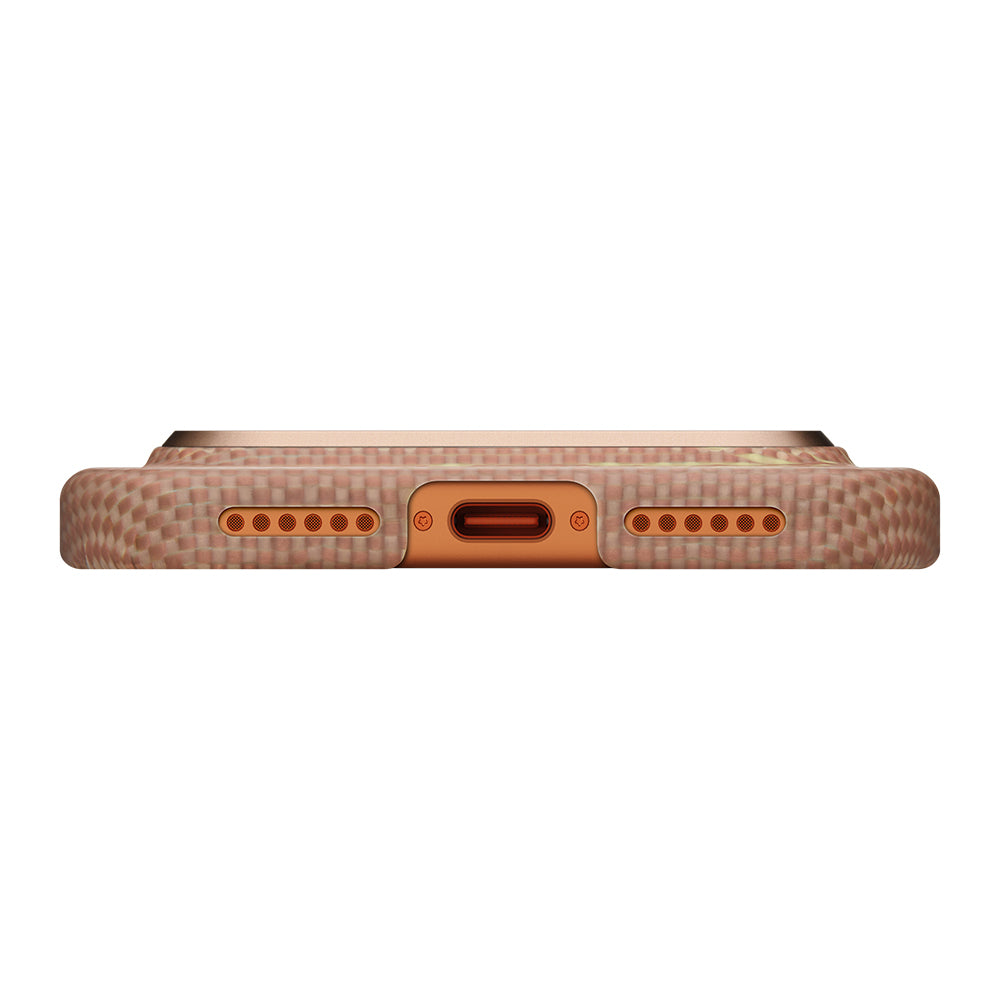 iPhone 17 Pro Kılıf M-safe Şarj Özellikli Aramid Fiber Pitaka Glints of Gold Ultra Slim Serisi Kapak
