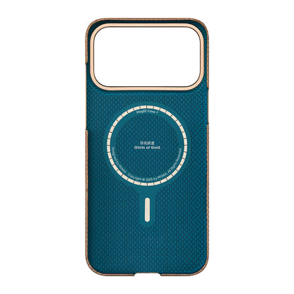 iPhone 17 Pro Kılıf M-safe Şarj Özellikli Aramid Fiber Pitaka Glints of Gold Ultra Slim Serisi Kapak