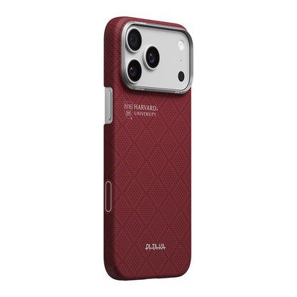 Apple iPhone 17 Pro Kılıf M-safe Şarj Özellikli Aramid Fiber Pitaka Harvard University Serisi Kapak