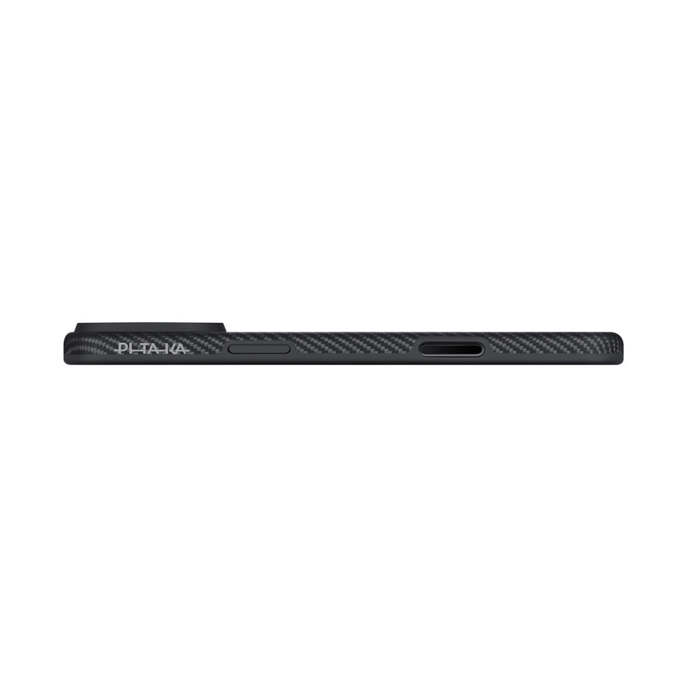 iPhone 17 Pro Kılıf M-safe Şarj Özellikli Aramid Fiber Pitaka Military-Grade Classic Serisi Black-Grey Twill Kapak