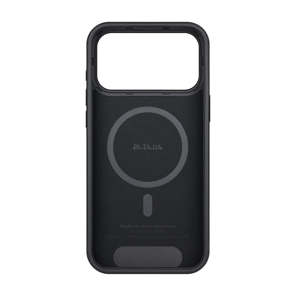 iPhone 17 Pro Kılıf M-safe Şarj Özellikli Aramid Fiber Pitaka Military-Grade Classic Serisi Black-Grey Twill Kapak