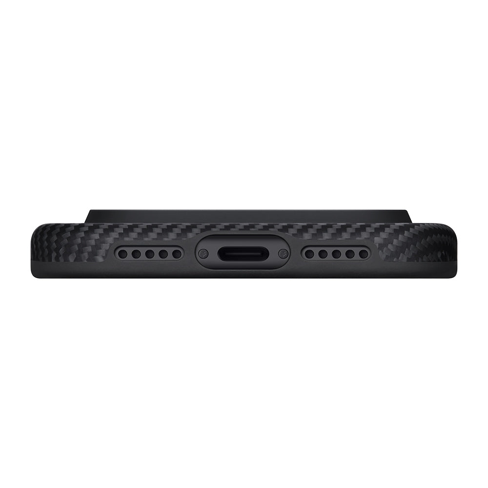 iPhone 17 Pro Kılıf M-safe Şarj Özellikli Aramid Fiber Pitaka Military-Grade Classic Serisi Black-Grey Twill Kapak