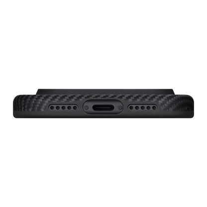 iPhone 17 Pro Kılıf M-safe Şarj Özellikli Aramid Fiber Pitaka Military-Grade Classic Serisi Black-Grey Twill Kapak