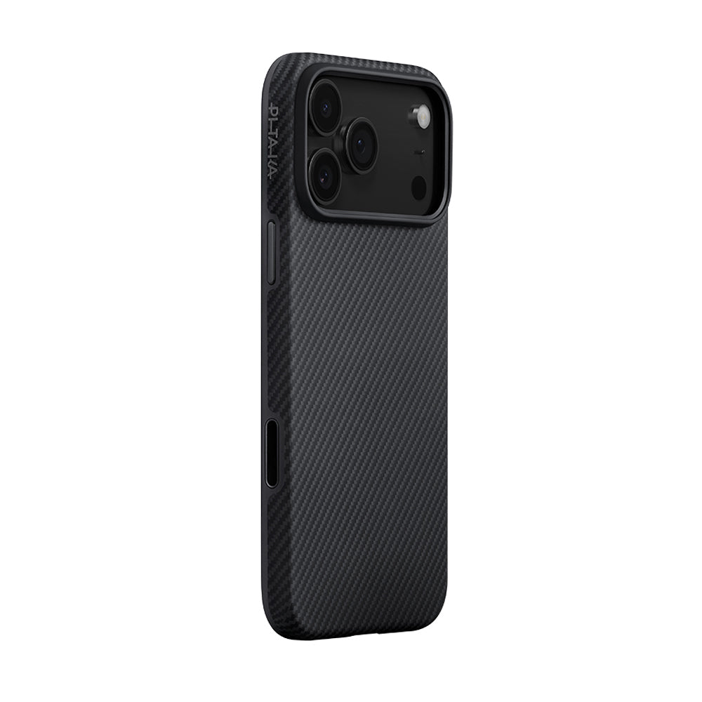 iPhone 17 Pro Kılıf M-safe Şarj Özellikli Aramid Fiber Pitaka Military-Grade Classic Serisi Black-Grey Twill Kapak