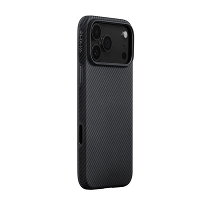 iPhone 17 Pro Kılıf M-safe Şarj Özellikli Aramid Fiber Pitaka Military-Grade Classic Serisi Black-Grey Twill Kapak