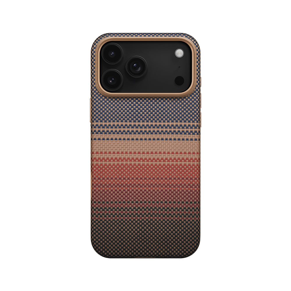 iPhone 17 Pro Kılıf M-safe Şarj Özellikli Aramid Fiber Pitaka Military-Grade Sunset-Moonrise Serisi Kapak