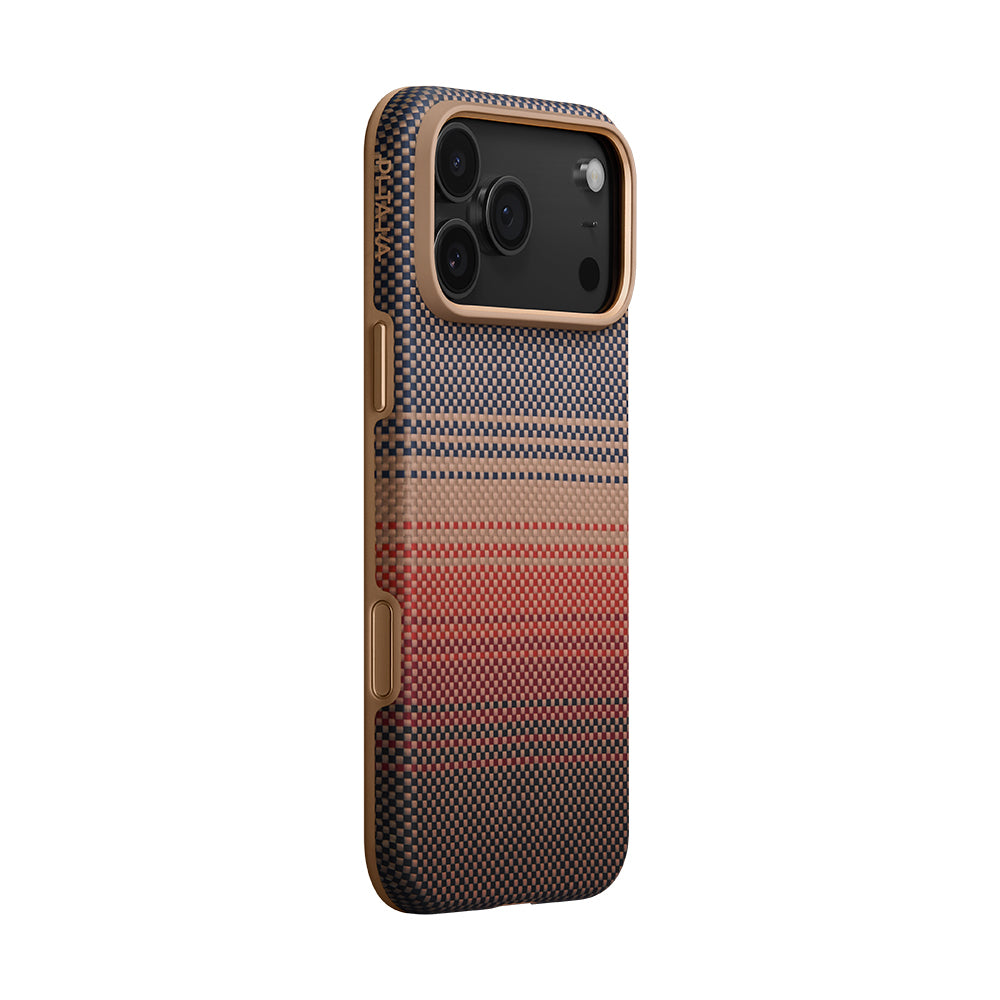 iPhone 17 Pro Kılıf M-safe Şarj Özellikli Aramid Fiber Pitaka Military-Grade Sunset-Moonrise Serisi Kapak