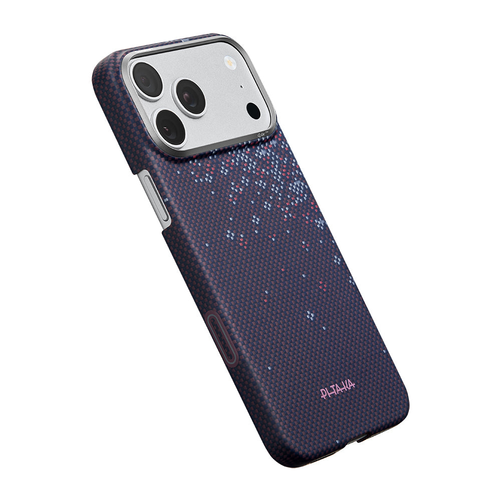 Apple iPhone 17 Pro Kılıf M-safe Şarj Özellikli Aramid Fiber Pitaka Sakura Hours Serisi Kapak